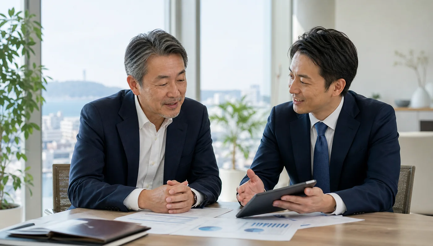 経営者とアドバイザーが話し合う相談イメージ