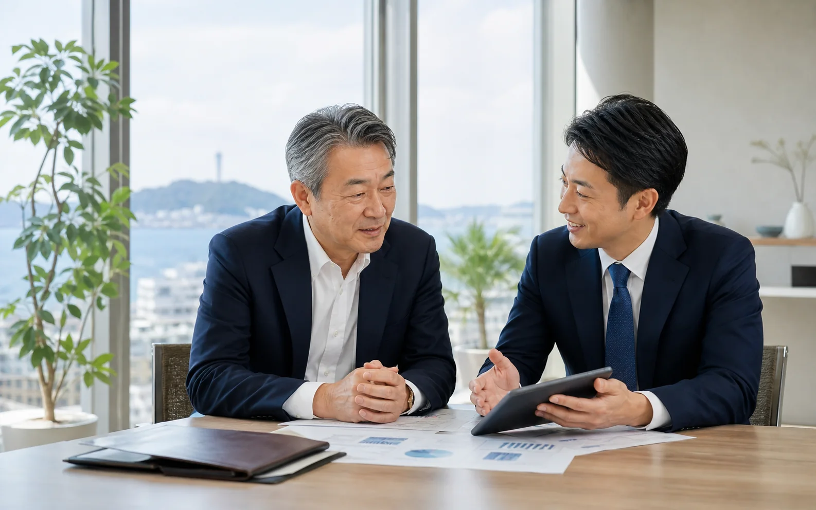 会社売却について個別相談する経営者（イメージ）